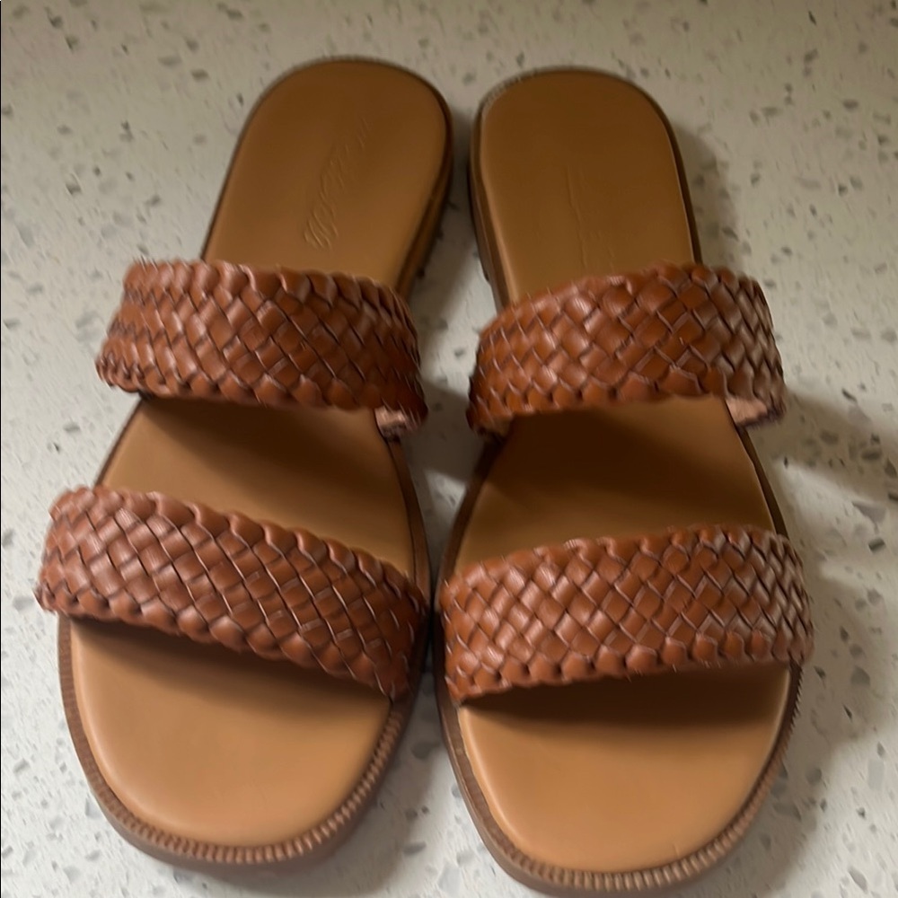 Madewell 8 Brown Woven Slide Sandals - Picture 2 of 6